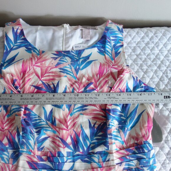 NWT FOREVER 21 Cream Blue Pink Side Pleated Sundress – Large - Picture 7 of 8